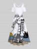 Skulls Coconut Tree Fish Skeleton Sea Sun Print Plus Size Matching Hawaii Beach Outfit For Couples -  