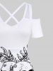 Skulls Coconut Tree Fish Skeleton Sea Sun Print Plus Size Matching Hawaii Beach Outfit For Couples -  