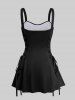 Octopus Two Tone Print Hawaii Lace Up A Line Tank Dress -  