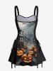 Pumpkin Village Bat Moon Print Halloween Costume Lace Up A Line Tank Dress -  