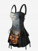 Pumpkin Village Bat Moon Print Halloween Costume Lace Up A Line Tank Dress -  