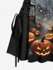 Pumpkin Village Bat Moon Print Halloween Costume Lace Up A Line Tank Dress -  