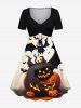 Ensemble Costume D'Halloween pour Couples en Forme de Chauve-souris Citrouille Grande Taille - Beige 