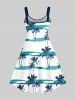 Coconut Tree Tie Dye Sea Print Plus Size Matching Hawaii Beach Outfit For Couples -  
