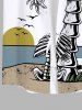Plus Size Skulls Coconut Tree Fish Skeleton Sea Sun Print Hawaii Button Pocket Shirt For Men -  