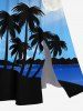 Plus Size Coconut Tree Sea Beach Ombre Galaxy Moon Print Hawaii Split Pocket A Line Midi Dress -  