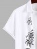 Plus Size Skulls Coconut Tree Fish Skeleton Sea Sun Print Hawaii Button Pocket Shirt For Men -  