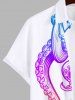 Plus Size Colorful Ombre Octopus Print Hawaii Button Pocket Shirt For Men -  
