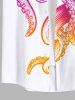 Plus Size Colorful Ombre Octopus Print Hawaii Button Pocket Shirt For Men -  