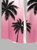 Plus Size Coconut Tree Ombre Colorblock Print Buttons Pocket Hawaii Shirt For Men -  