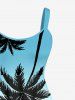 Plus Size Coconut Tree Ombre Colorblock Print Hawaii Tank Dress -  