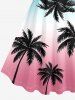 Plus Size Coconut Tree Ombre Colorblock Print Hawaii Tank Dress -  