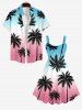 Plus Size Coconut Tree Ombre Colorblock Print Hawaii Tank Dress -  