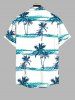 Plus Size Coconut Tree Tie Dye Sea Print Buttons Pocket Hawaii Shirt For Men -  
