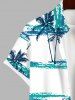 Plus Size Coconut Tree Tie Dye Sea Print Buttons Pocket Hawaii Shirt For Men -  