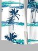 Plus Size Coconut Tree Tie Dye Sea Print Buttons Pocket Hawaii Shirt For Men -  
