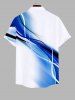 Plus Size Ombre Colorblock Light Beam Curve Print Buttons Pocket Shirt For Men -  