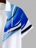 Plus Size Ombre Colorblock Light Beam Curve Print Buttons Pocket Shirt For Men -  