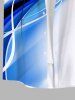 Plus Size Ombre Colorblock Light Beam Curve Print Buttons Pocket Shirt For Men -  