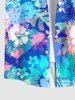Plus Size Tie Dye Tropical Leaf Hibiscus Flowers Print Buttons Pocket Hawaii Shirt For Men -  