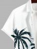 Plus Size Coconut Tree Bird Ombre Colorblock Light Beam 3D Print Buttons Pocket Hawaii Shirt For Men -  