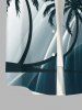 Plus Size Coconut Tree Bird Ombre Colorblock Light Beam 3D Print Buttons Pocket Hawaii Shirt For Men -  