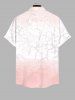 Plus Size Chinese Style Peach Blossom Branched Ombre Colorblock Print Buttons Pocket Shirt For Men -  