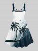 Coconut Tree Bird Ombre Colorblock Light Beam 3D Print Plus Size Matching Hawaii Beach Outfit For Couples -  
