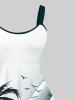 Coconut Tree Bird Ombre Colorblock Light Beam 3D Print Plus Size Matching Hawaii Beach Outfit For Couples -  