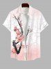 Chinese Style Peach Blossom Branched Ombre Colorblock Print Plus Size Matching Hawaii Beach Outfit For Couples -  