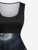 Plus Size Pumpkin Lantern Ghost Moon Tree Castle Midnight Print Halloween Costume Vintage Swing A Line Dress -  