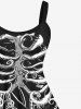 Ensemble Costume D'Halloween Imprimé Squelette Poulpe Grande Taille pour Couples - Noir 