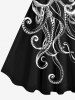 Ensemble Costume D'Halloween Imprimé Squelette Poulpe Grande Taille pour Couples - Noir 