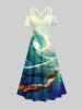 Mermaid Sea Waves Ombre Sky Print Plus Size Matching Hawaii Beach Outfit For Couples -  