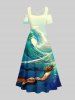 Mermaid Sea Waves Ombre Sky Print Plus Size Matching Hawaii Beach Outfit For Couples -  
