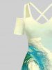 Mermaid Sea Waves Ombre Sky Print Plus Size Matching Hawaii Beach Outfit For Couples -  