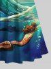 Mermaid Sea Waves Ombre Sky Print Plus Size Matching Hawaii Beach Outfit For Couples -  