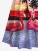 Coconut Tree Sun Ombre Sky Dusk Flamingo Sea Print Plus Size Matching Hawaii Beach Outfit For Couples -  