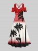 Ombre Colorblock Coconut Tree Print Plus Size Matching Hawaii Beach Outfit For Couples -  