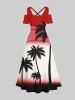 Ombre Colorblock Coconut Tree Print Plus Size Matching Hawaii Beach Outfit For Couples -  