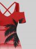 Ombre Colorblock Coconut Tree Print Plus Size Matching Hawaii Beach Outfit For Couples -  