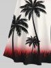 Ombre Colorblock Coconut Tree Print Plus Size Matching Hawaii Beach Outfit For Couples -  