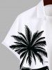 Plus Size Coconut Tree Sun Sea Waves Bird Chairs Print Buttons Pocket Hawaii Shirt For Men -  