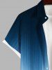 Plus Size Ombre Coconut Tree Print Buttons Pocket Hawaii Shirt For Men -  