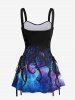 Galaxy Ombre Octopus Print Lace Up Tank Dress -  
