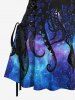 Galaxy Ombre Octopus Print Lace Up Tank Dress -  