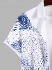 Plus Size Shark Spiral Sea Waves Print Hawaii Sea Creatures Button Pocket Shirt For Men -  