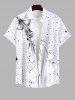 Plus Size Squid Spotted Stars Print Hawaii Sea Creatures Button Pocket Shirt For Men -  