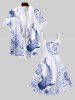 Plus Size Shark Spiral Sea Waves Print Hawaii Sea Creatures A Line Tank Dress -  