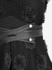 Gothic Plus Size Rose Flower Appliques Sheer Lace Trim PU Leather Waist Ruffles Asymmetrical Tank Dress -  